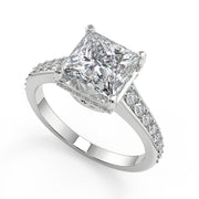 Helena Pave 4 Prong Crown Basket Princess Cut Engagement Ring - Nivetta